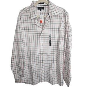 Banana Republic Mens Wrinkle Resistant Check Dress Shirt L Athletic Fit Classic